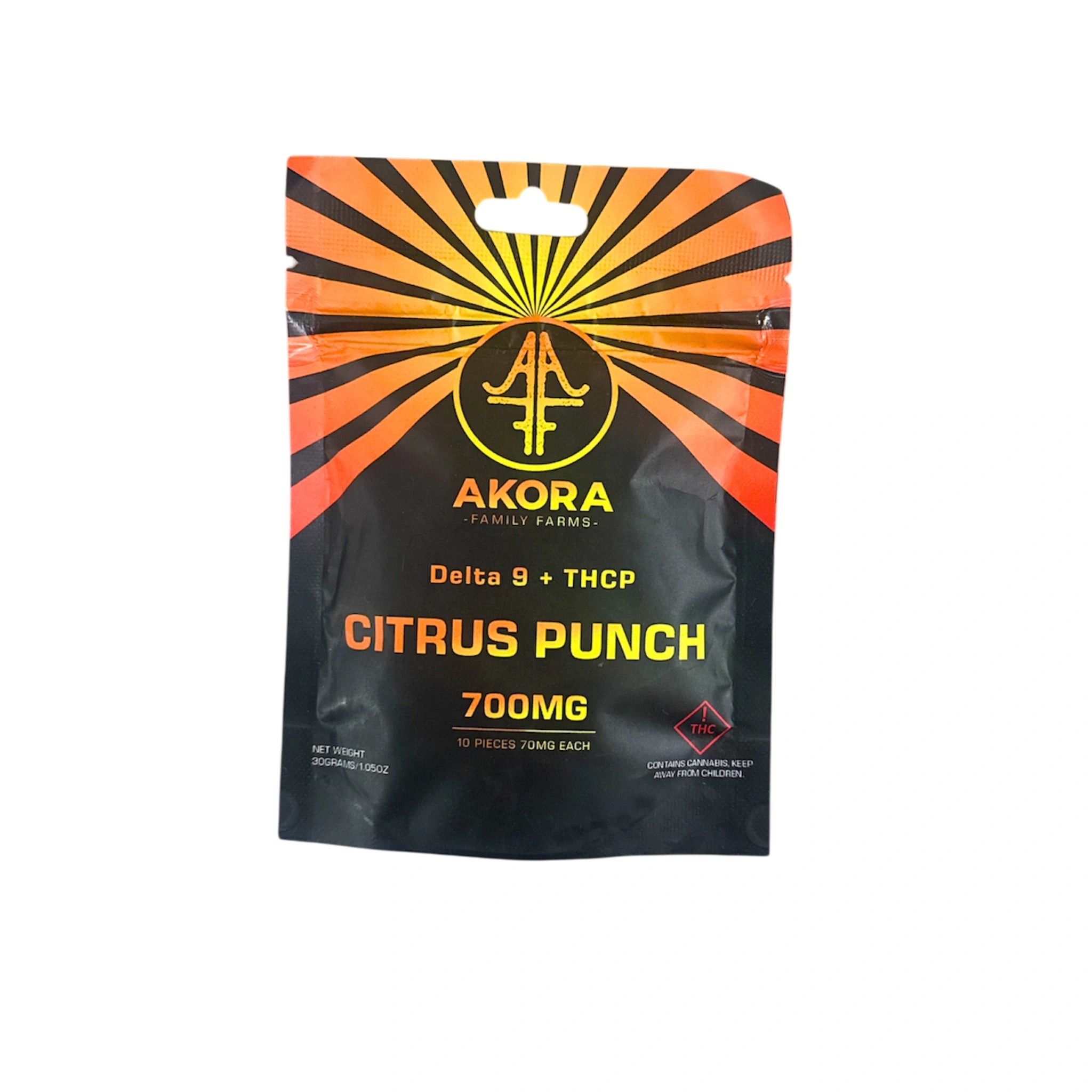 Akora Gomitas Delta 9 THCP 70mg Citrus Punch 10 Piezas Blonti México