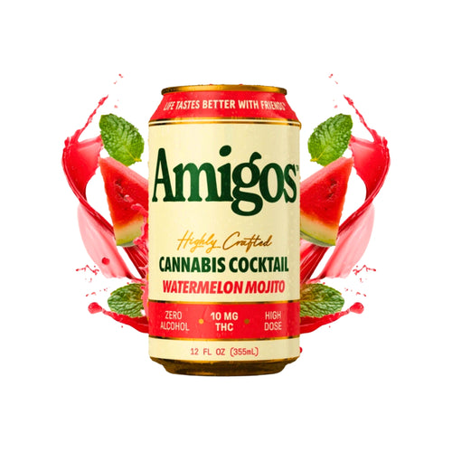 Amigos Cannabis Soda Delta 9 10mg 355ml Watermelon Mojito Blonti México