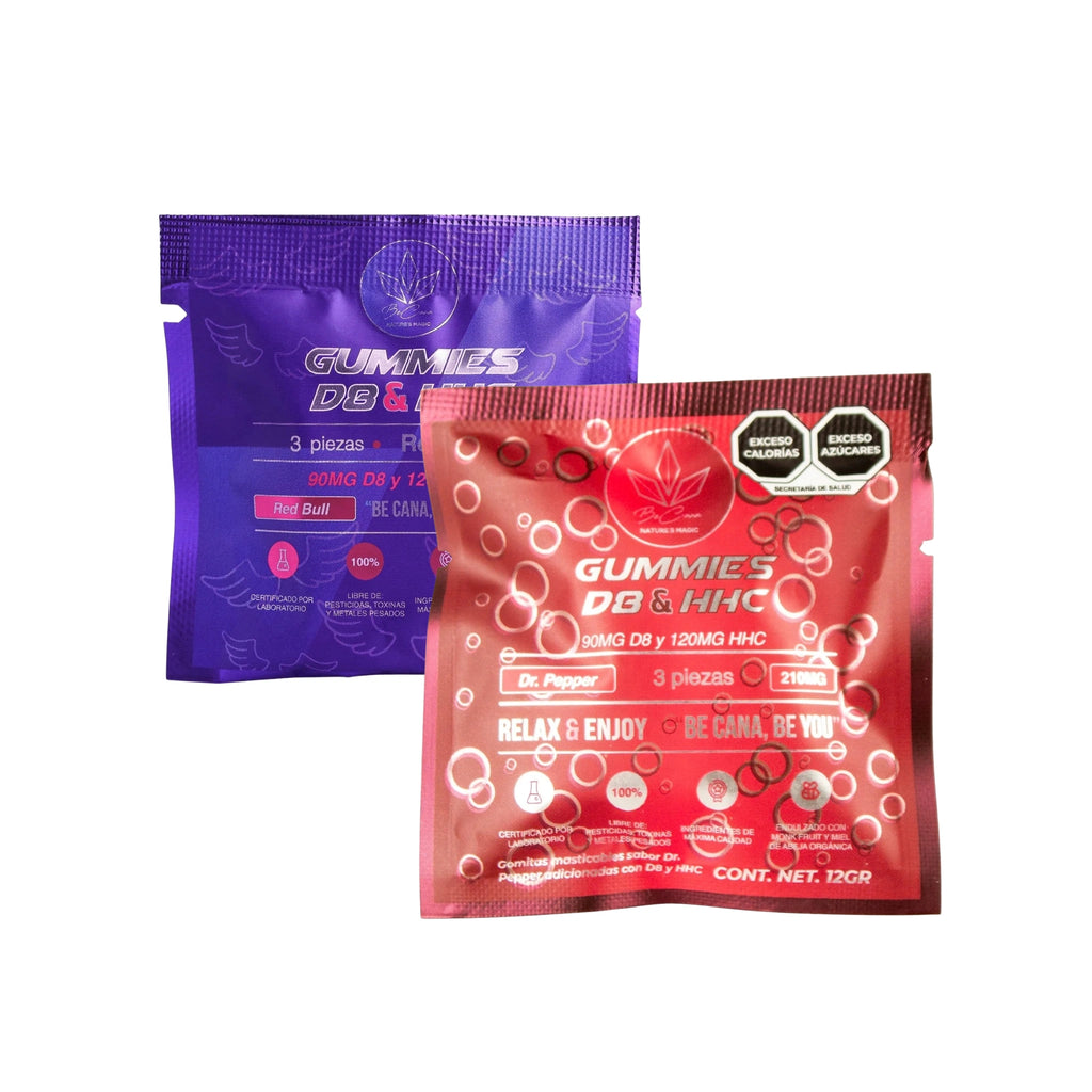 Be Cana Gomitas Delta 8 HHC 70mg Red Bull y Dr Pepper 3 Piezas Blonti México