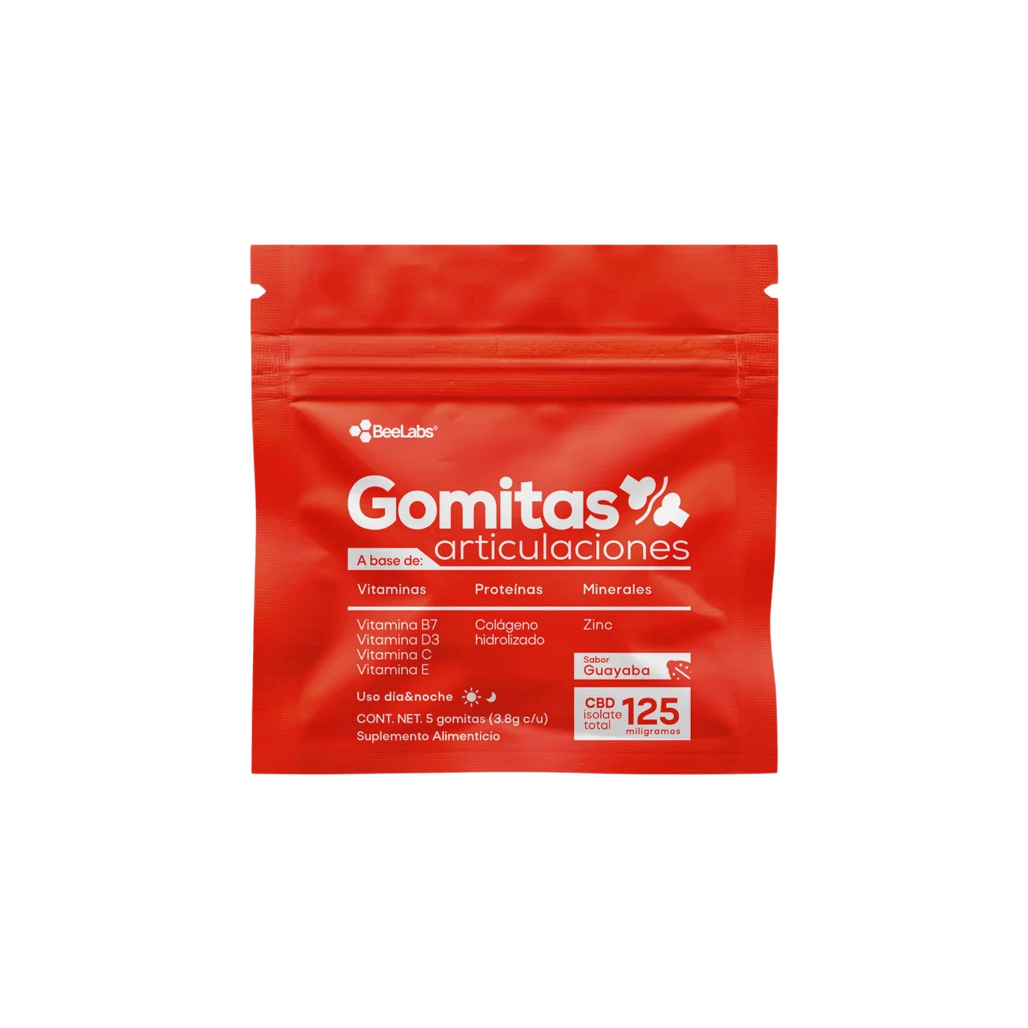 BeeLabs Gomitas CBD Colageno Articulaciones 25mg Guayaba Sobre 5 Piezas Blonti México