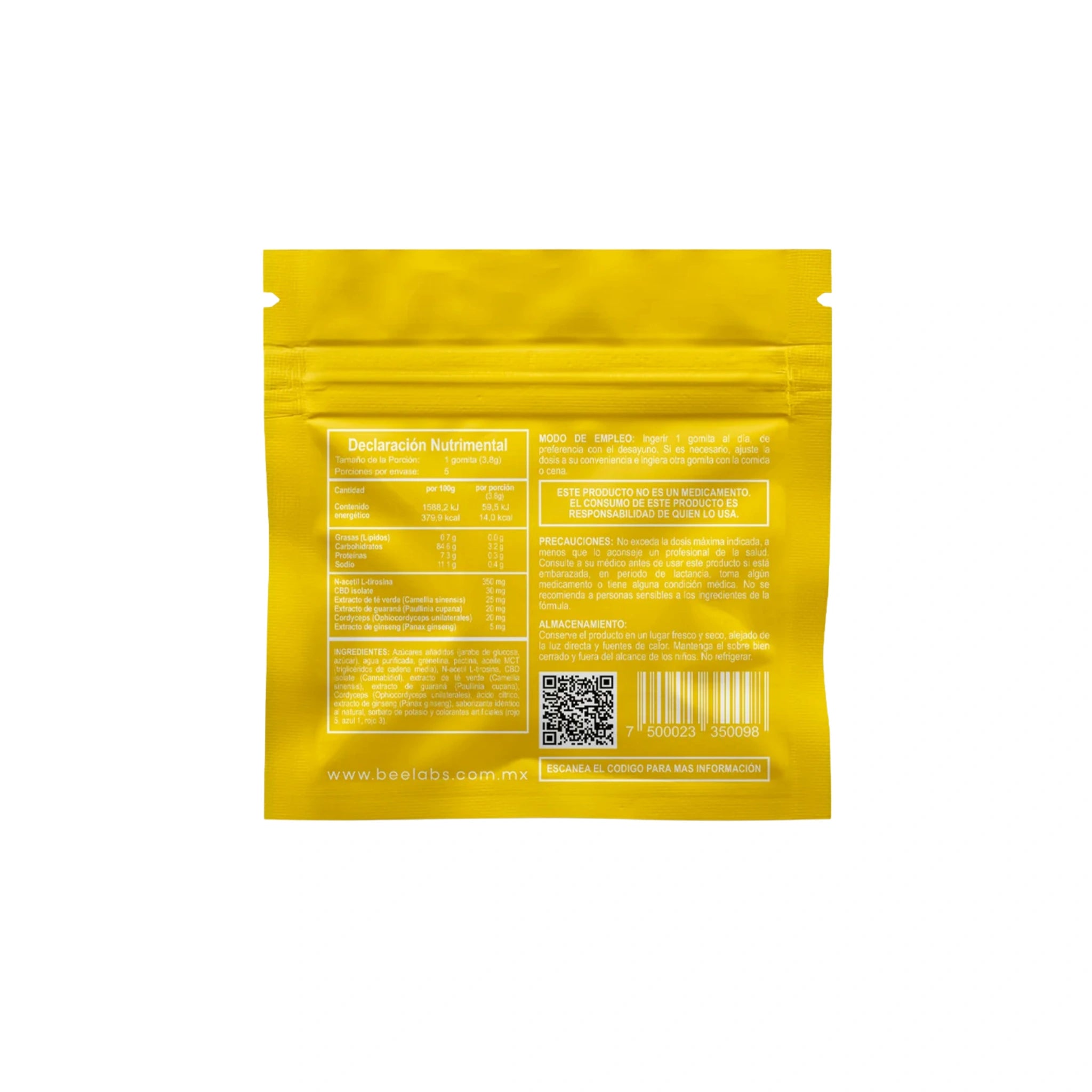 BeeLabs Gomitas CBD Active Ginseng Cordyceps 25mg Sobre 5 Piezas Detalle Blonti México