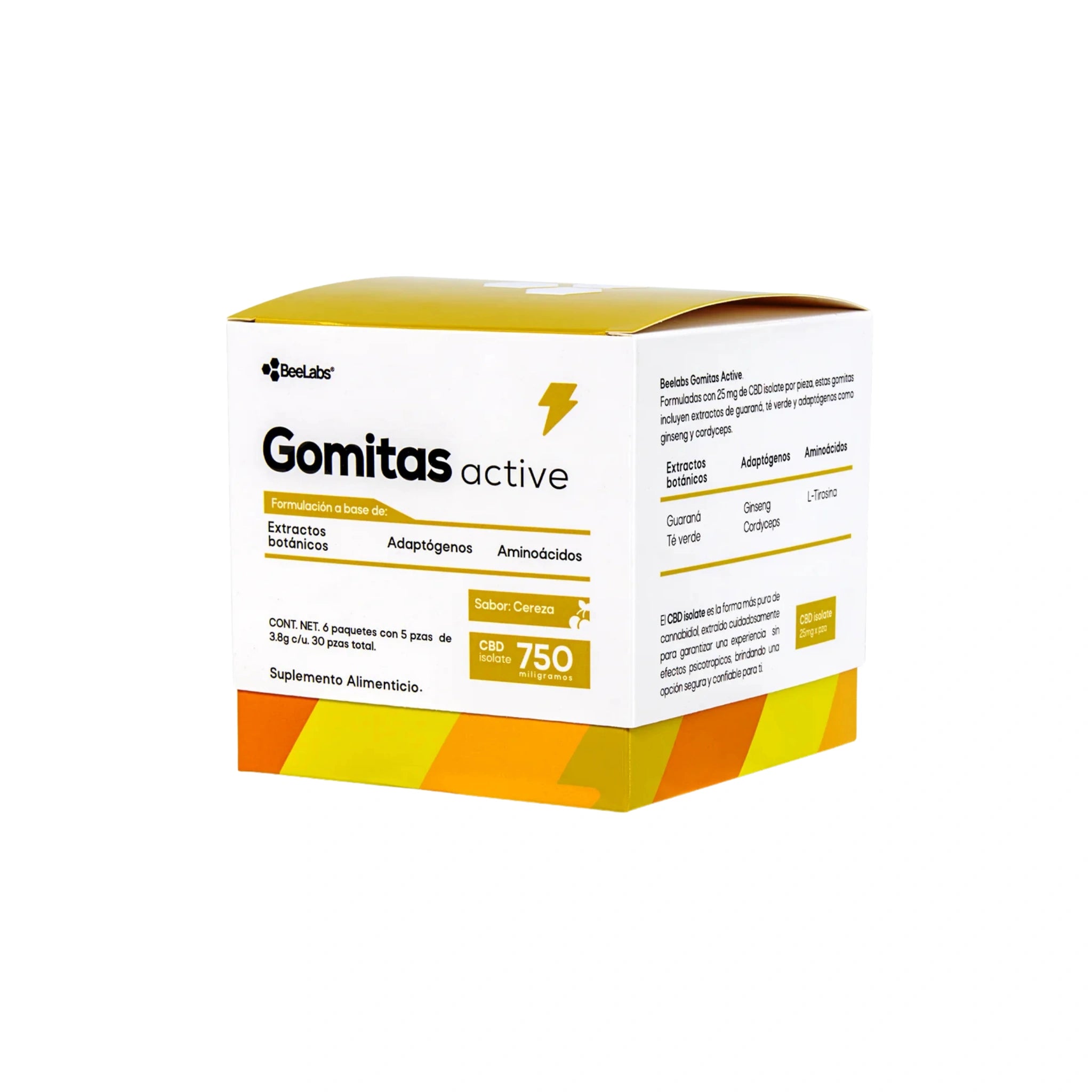 BeeLabs Gomitas CBD Active Ginseng Cordyceps 25mg Caja 6 Sobres Blonti México