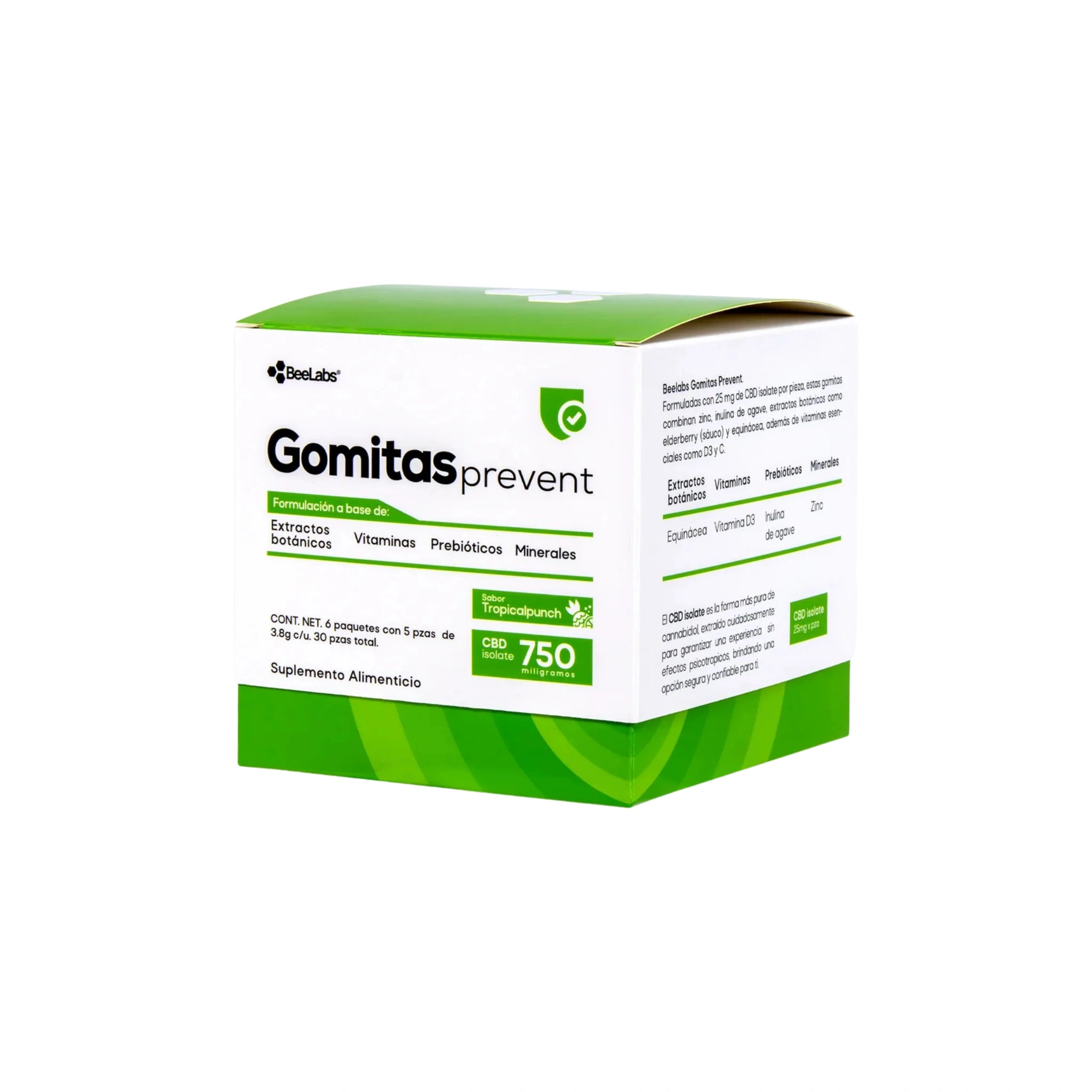 BeeLabs Gomitas CBD Prevent Vitaminas Minerales 25mg Caja 6 Sobres Blonti México