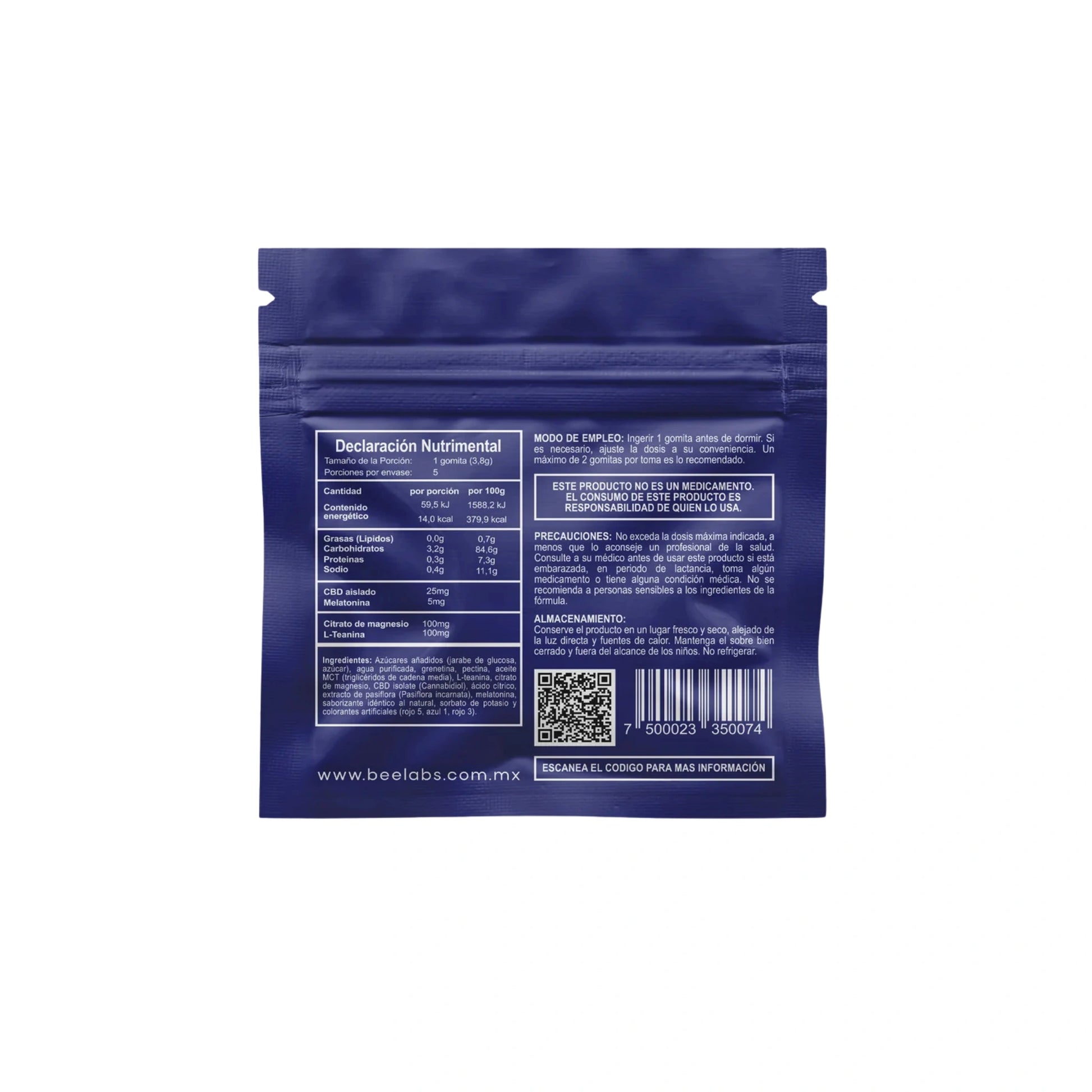 BeeLabs Gomitas CBD Melatonina Para Dormir Sobre 5 Piezas Detalle Blonti México