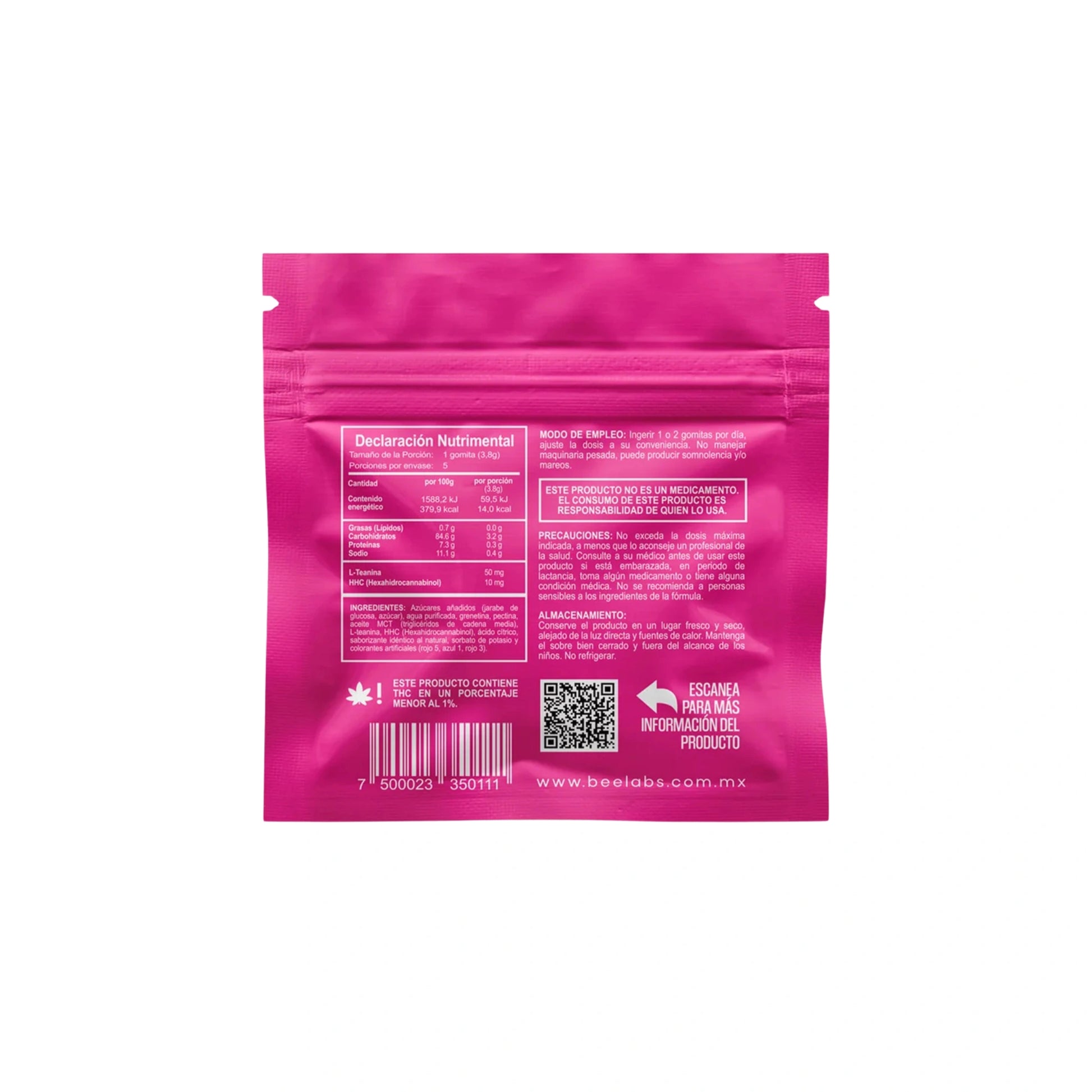 BeeLabs Gomitas HHC L-Teanina Chill Out 10mg Moras Heladas Sobre 5 Piezas Detalle Blonti México
