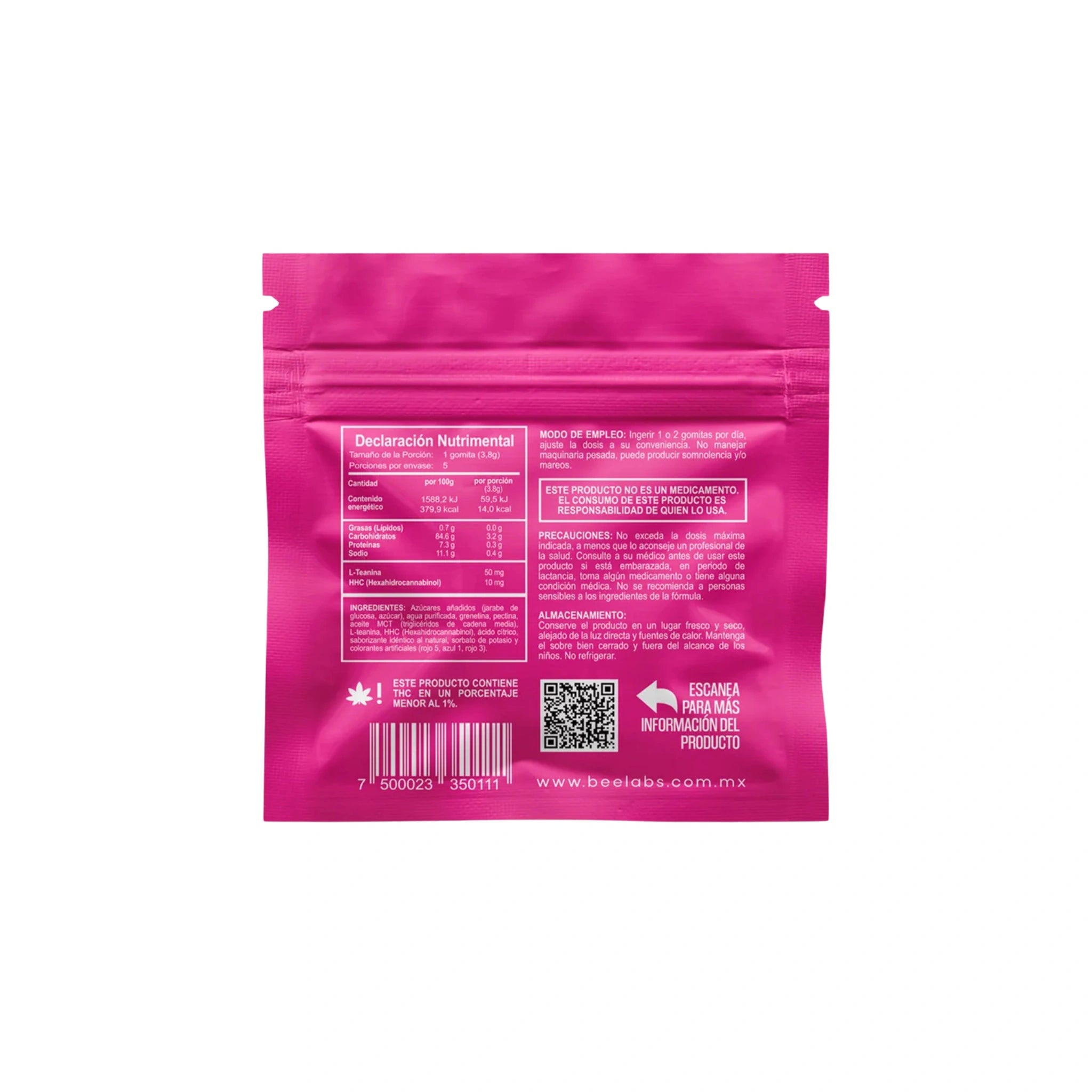 BeeLabs Gomitas HHC L-Teanina Chill Out 10mg Moras Heladas Sobre 5 Piezas Detalle Blonti México