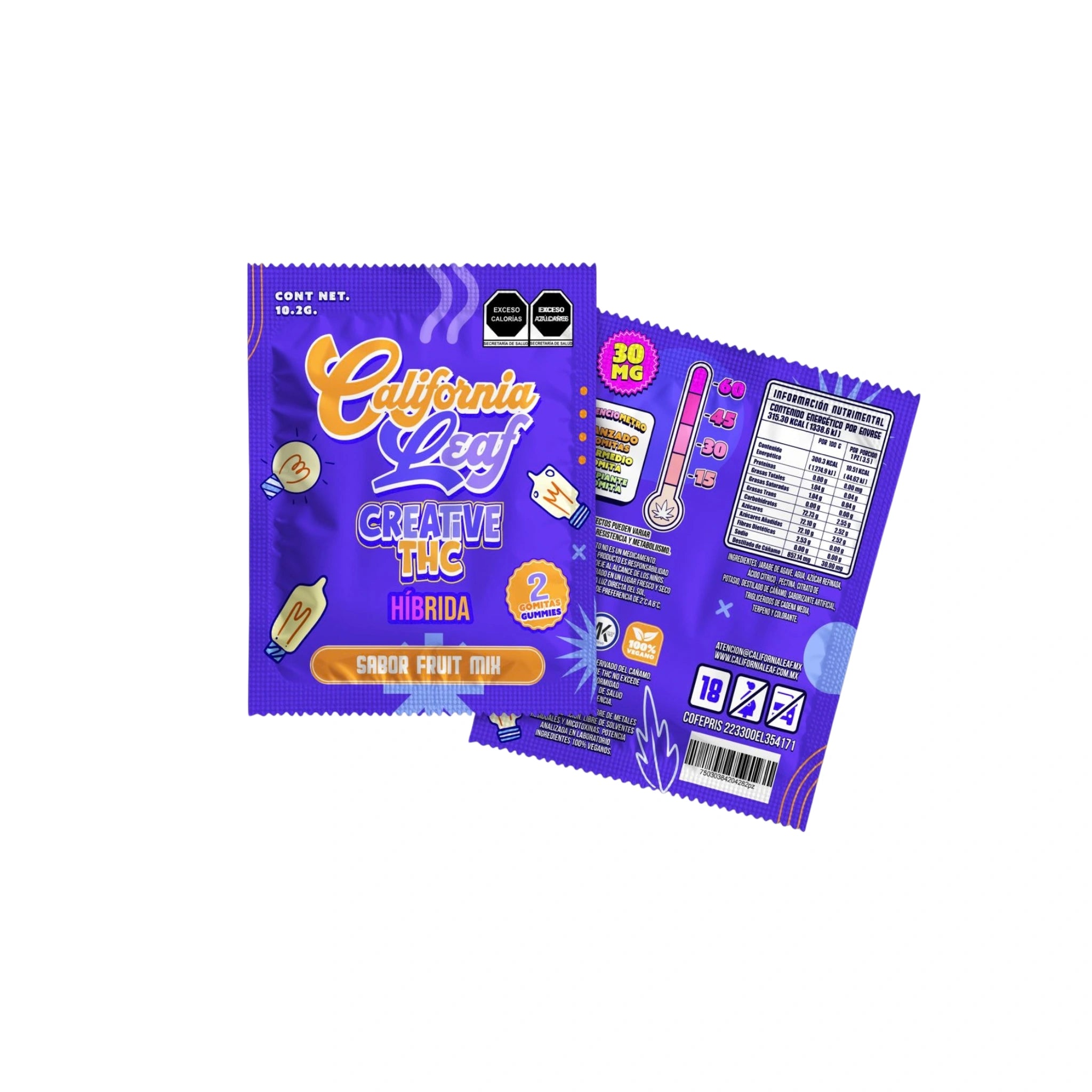 California Leaf Gomitas Creative Delta 8 30mg Hibrida 2 Piezas Blonti México