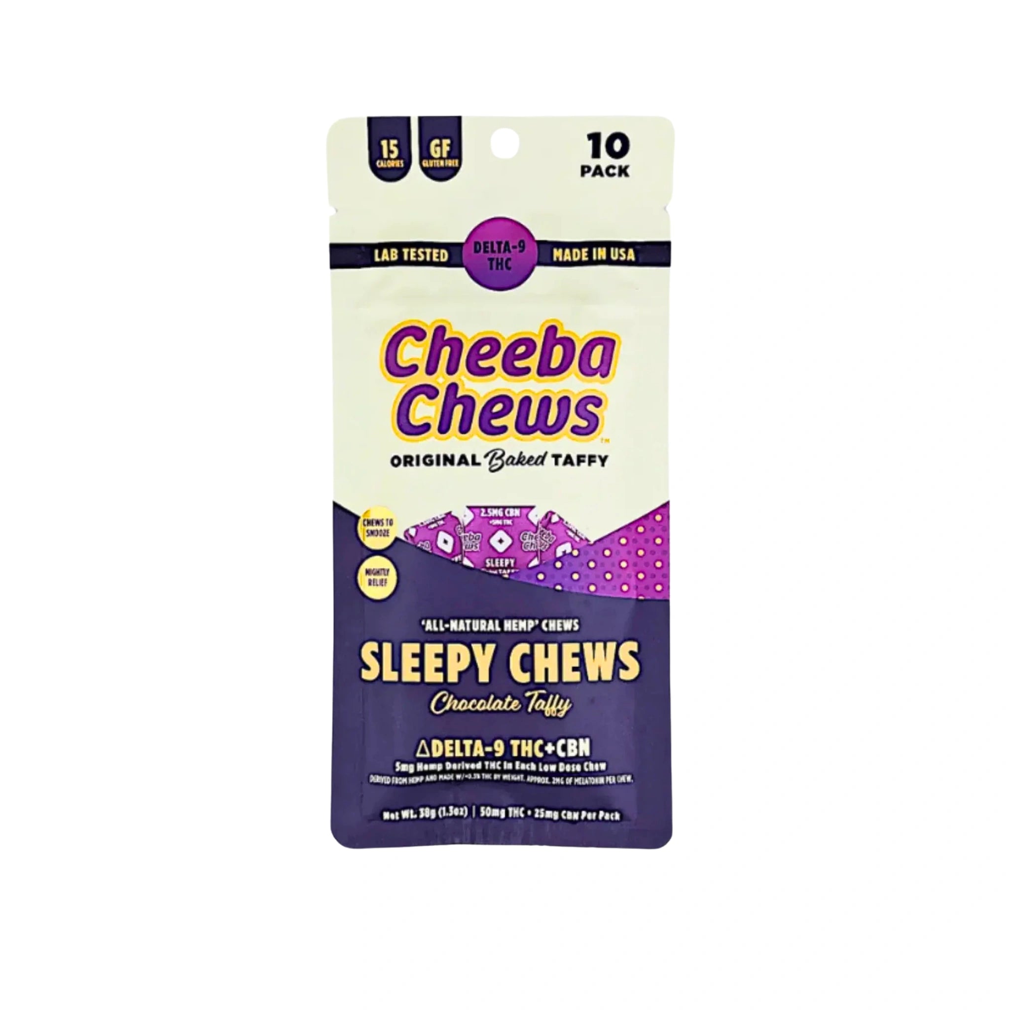 Cheeba Chews Sleepy Chews Delta 9 CBN Melatonina Chocolate Taffy 20 Piezas Blonti México