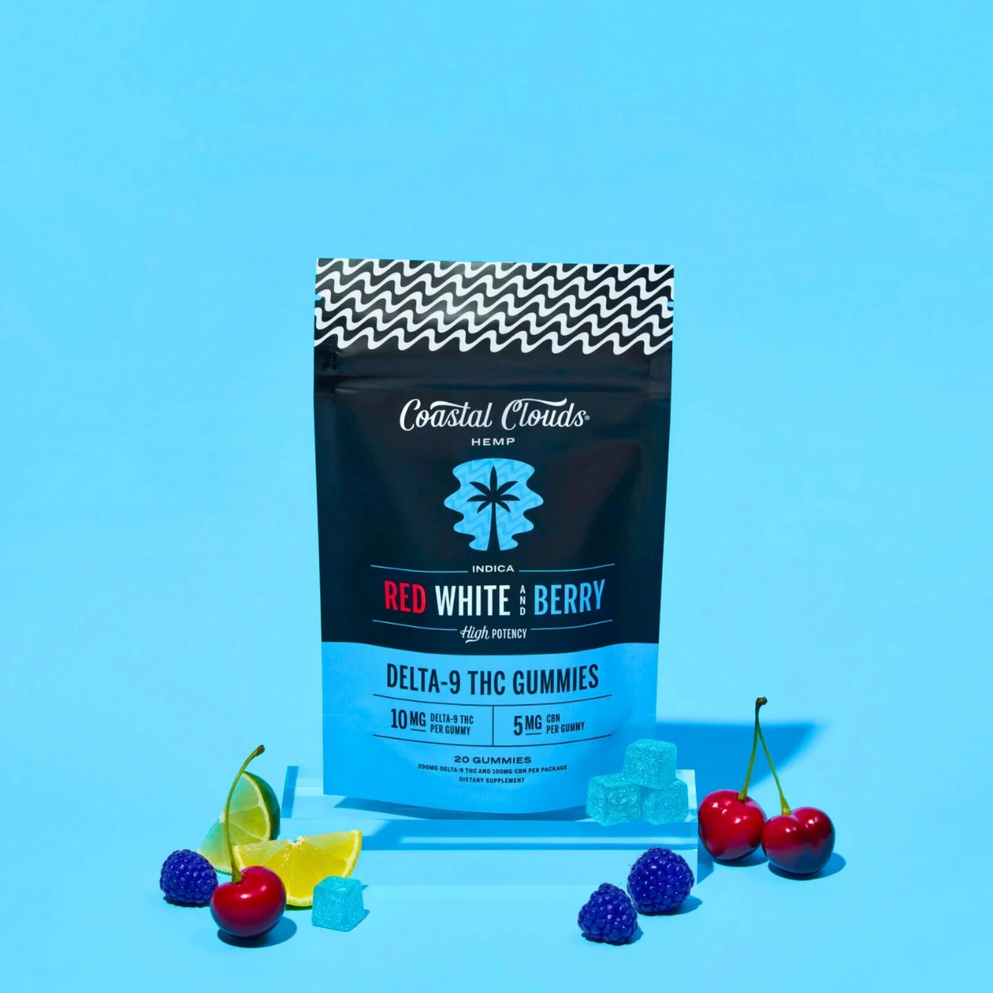 Coastal Clouds Gomitas Delta 9 10mg CBN 5mg Red White Berry 20 Piezas Blonti México