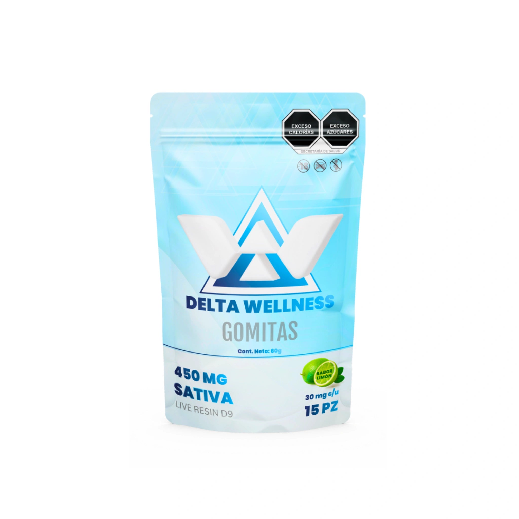 Delta Wellness Gomitas Delta 9 Live Resin 30mg 15 Piezas Limon Sativa Blonti México