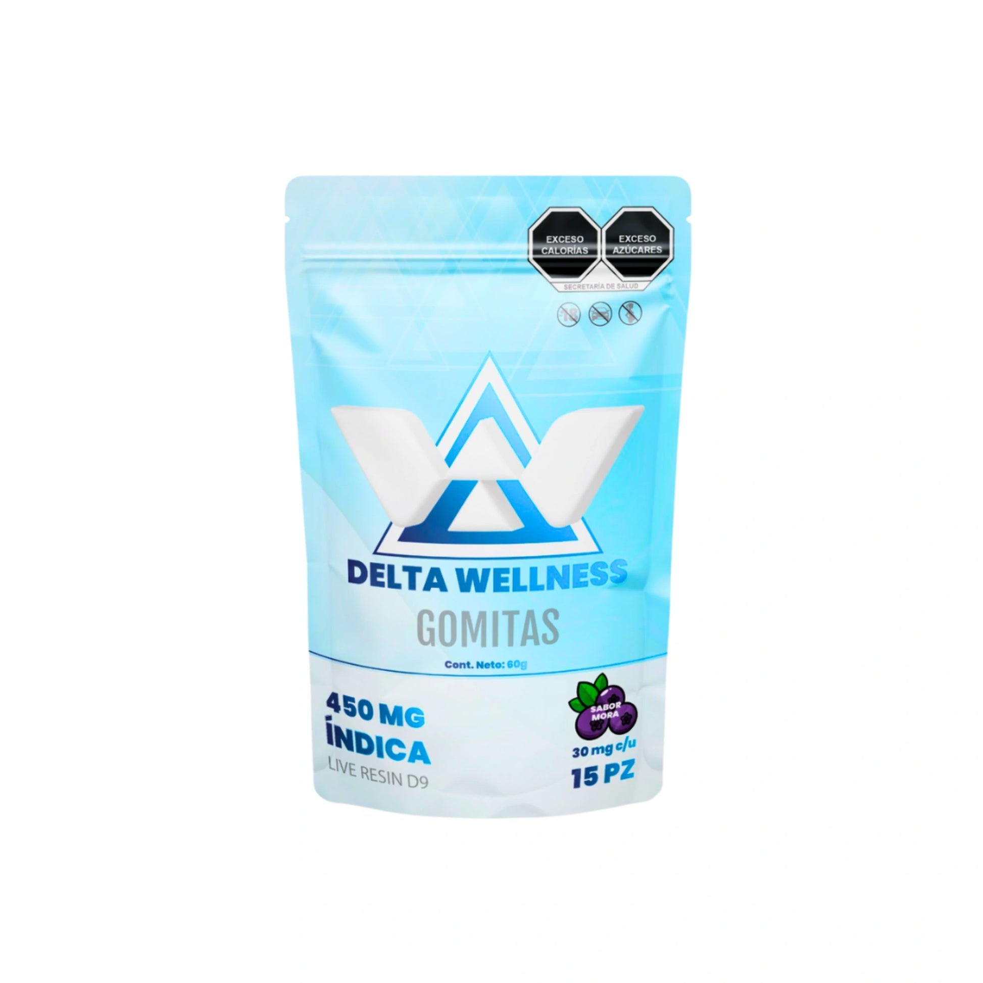 Delta Wellness Gomitas Delta 9 Live Resin 30mg 15 Piezas Mora Indica Blonti México