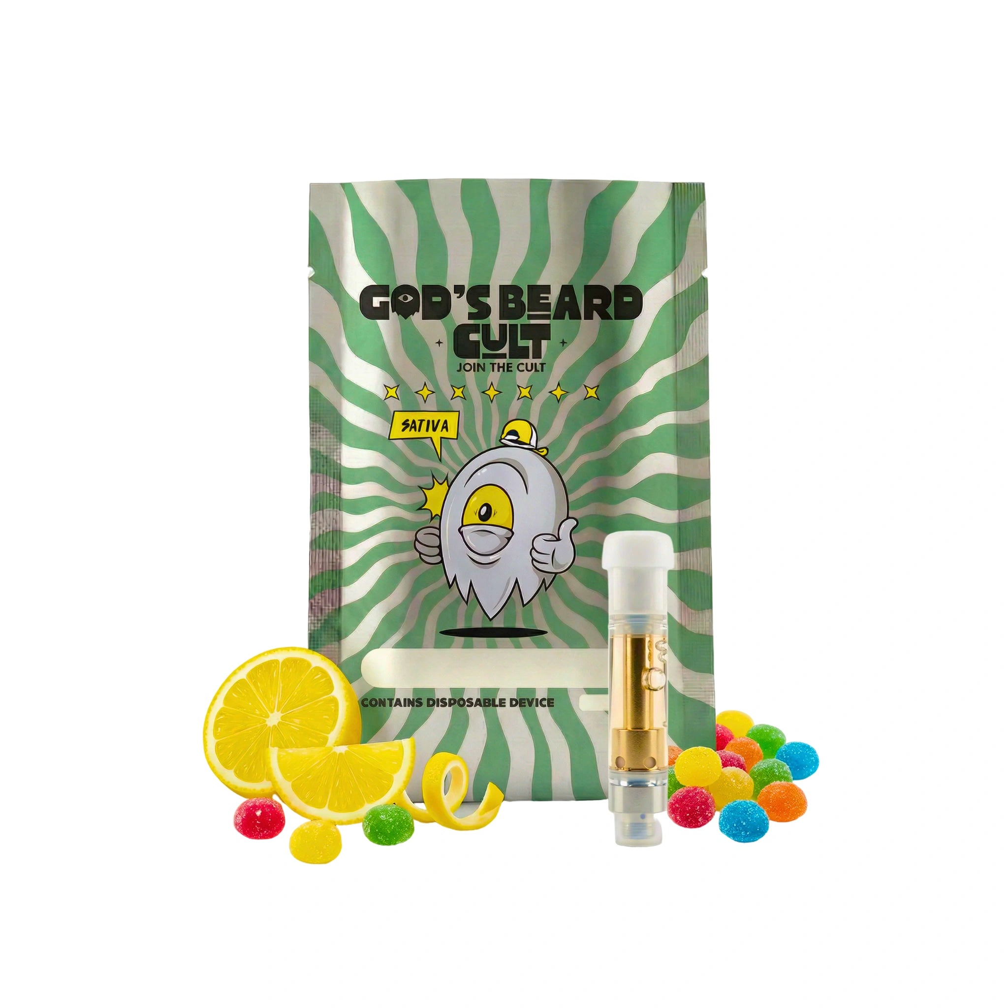 Gods Beard Cult Cartucho Wax HHC HHCP Live Resin 1g Lemon Zkittles Sativa Blonti México