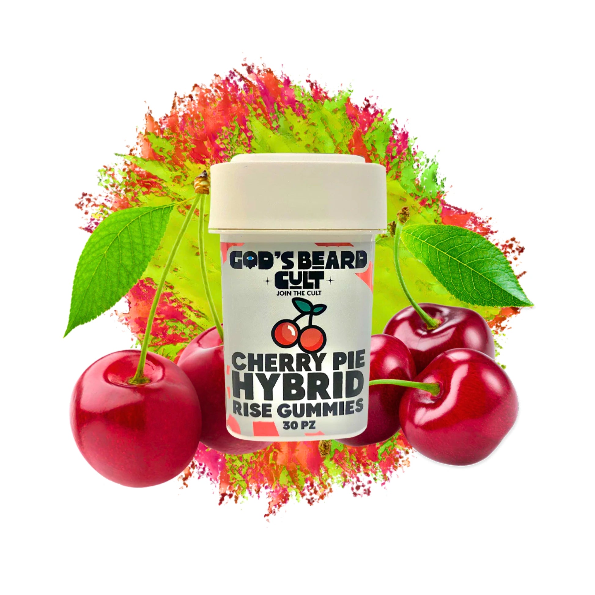 Gods Beard Cult Gomitas Rise Delta 9 100mg CBD Cherry Pie Hybrid Blonti México
