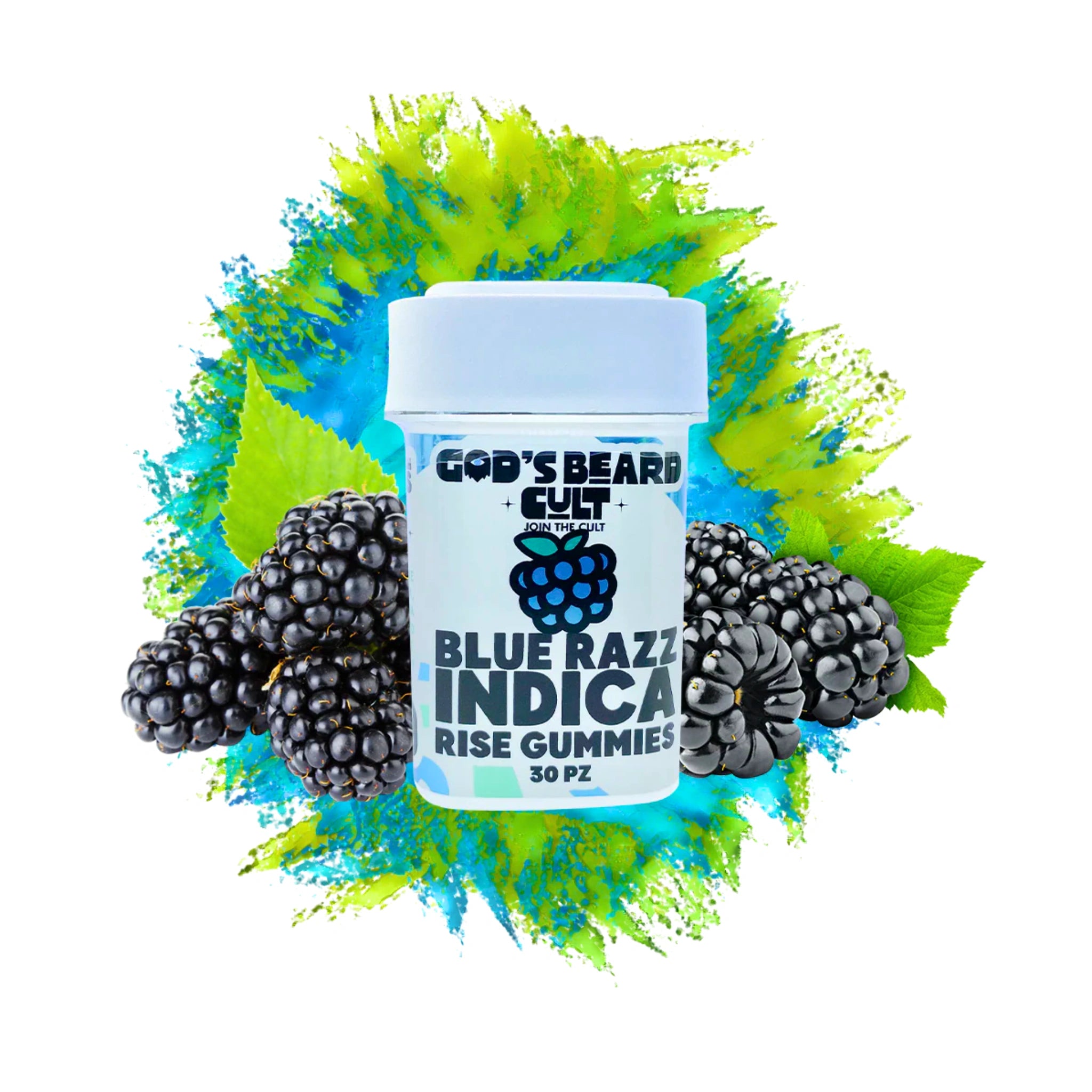 Gods Beard Cult Gomitas Rise Delta 9 15mg CBD Blue Razz Indica Blonti México