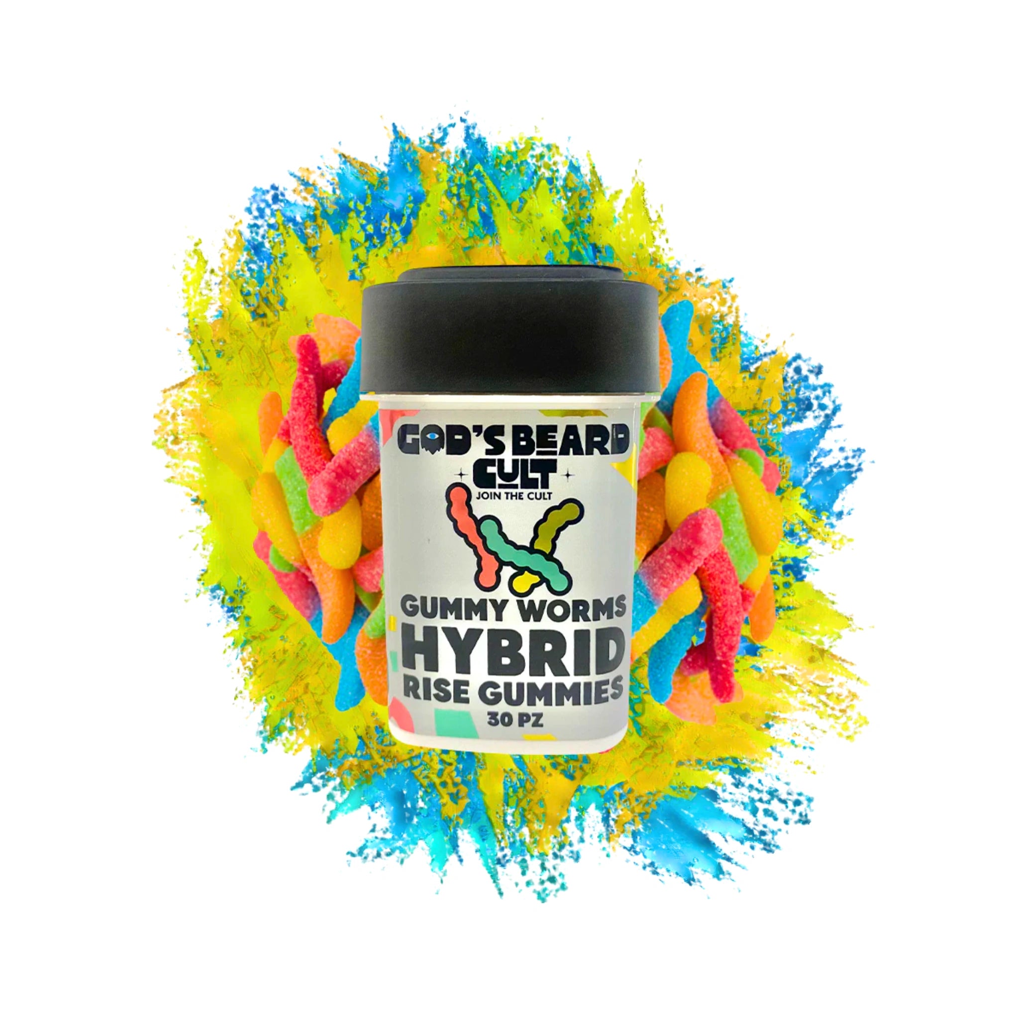 Gods Beard Cult Gomitas Rise Delta 9 50mg CBD Gummy Worms Hybrid Blonti México
