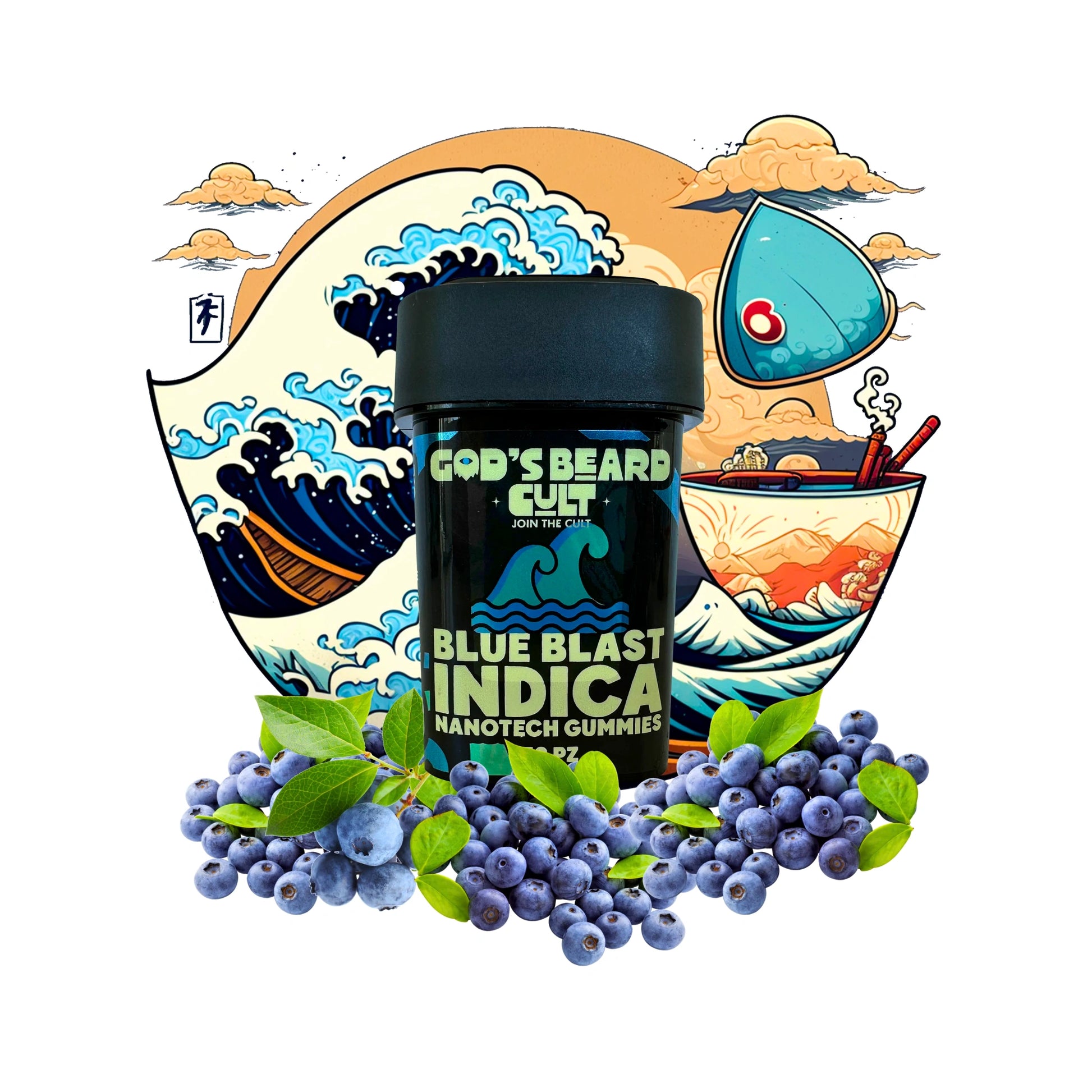 Gods Beard Cult Gomitas Nanotech Delta 9 15mg CBD Blue Blast Indica Blonti México