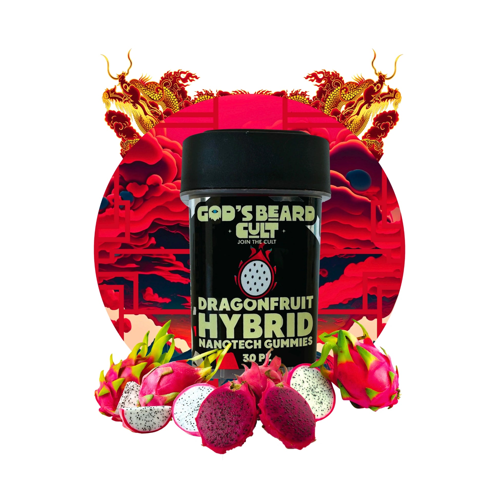 Gods Beard Cult Gomitas Nanotech Delta 9 15mg CBD Dragonfruit Hybrid Blonti México