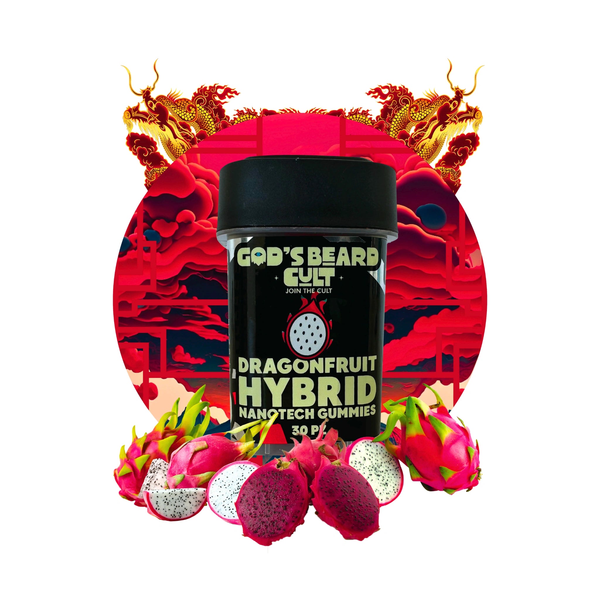 Gods Beard Cult Gomitas Nanotech Delta 9 15mg CBD Dragonfruit Hybrid Blonti México