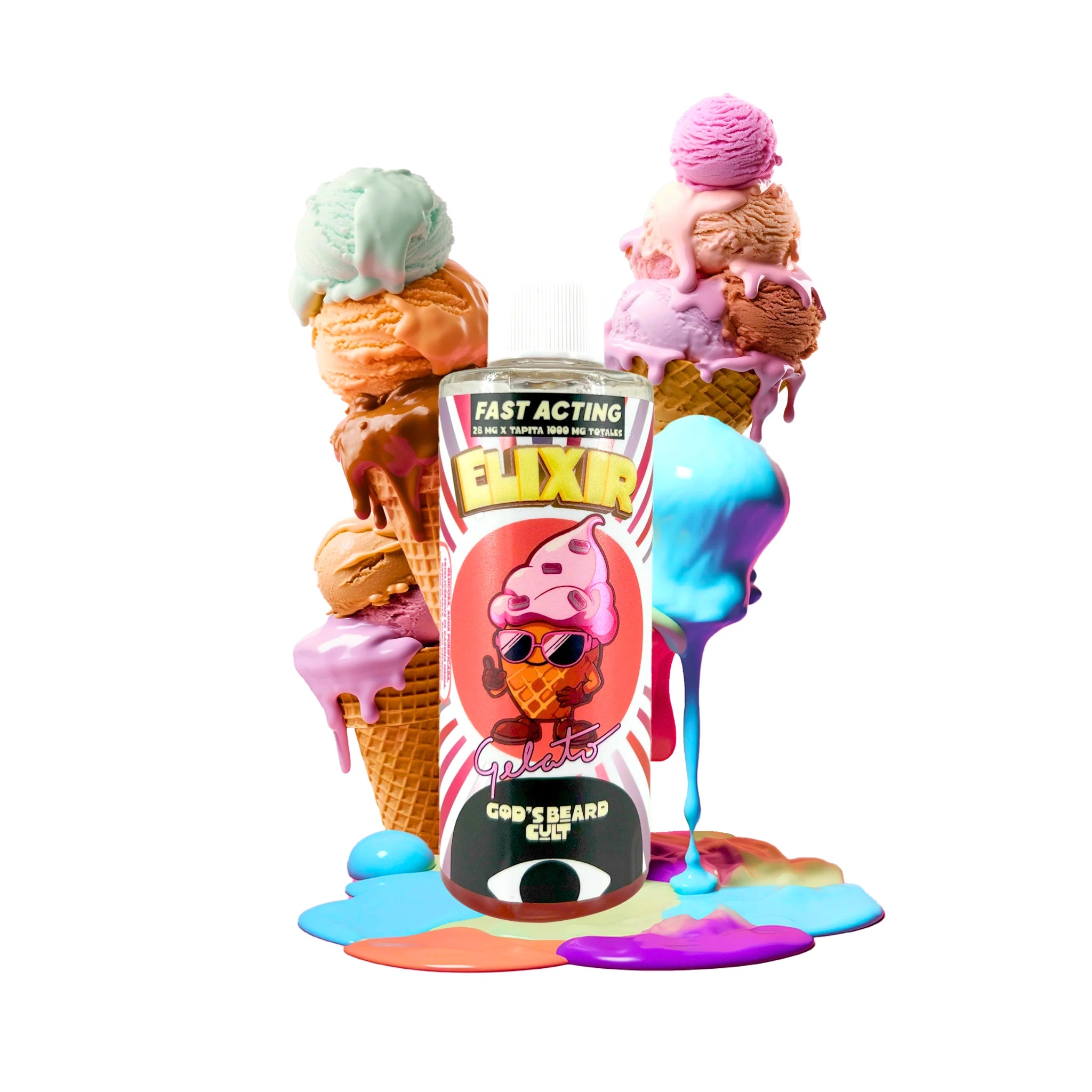 Gods Beard Cult Jarabe Delta 9 1000mg 115ml 28mg tapita Gelato Hybrid Blonti México