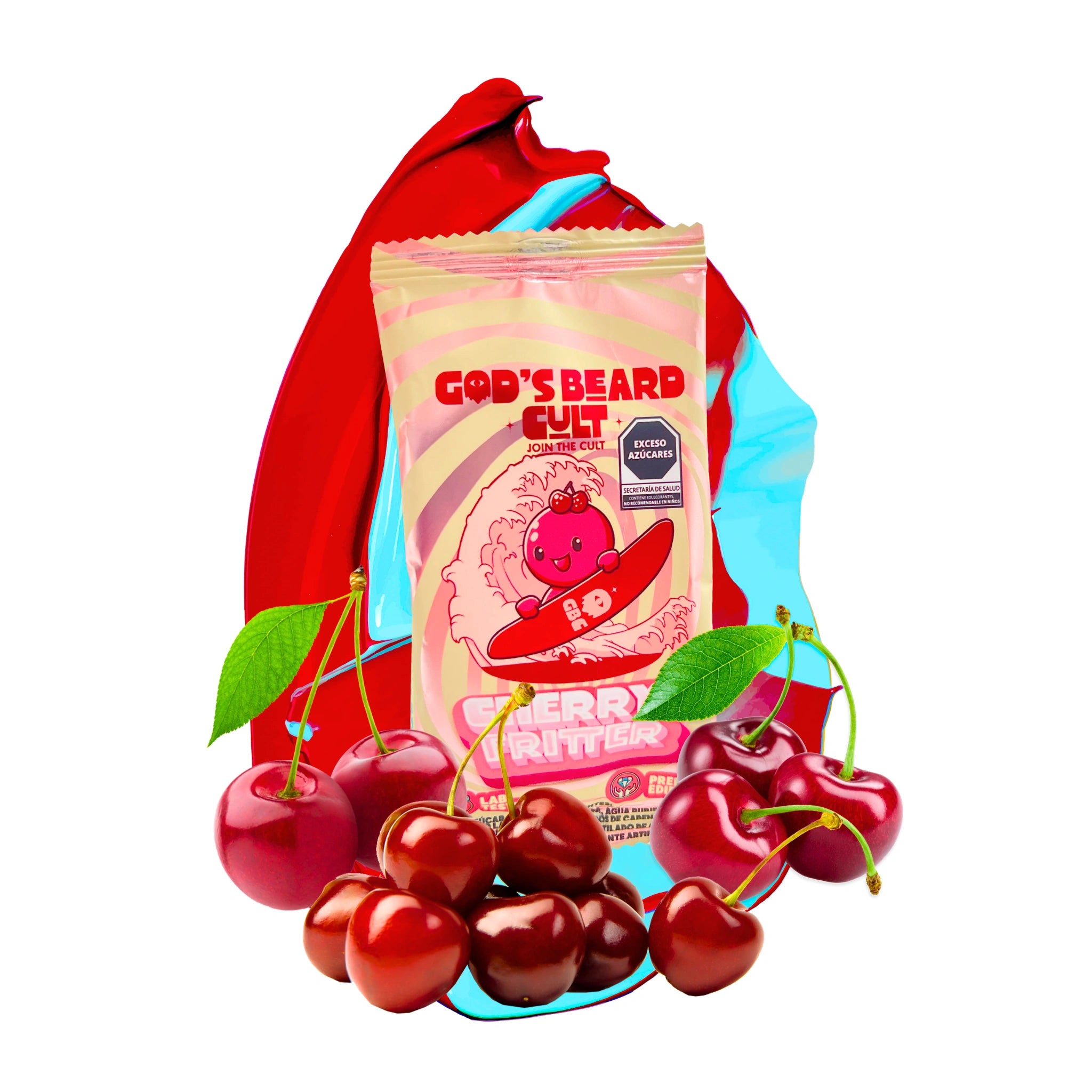 Gods Beard Cult Paletas Delta 9 50mg Cherry Fritter Blonti México