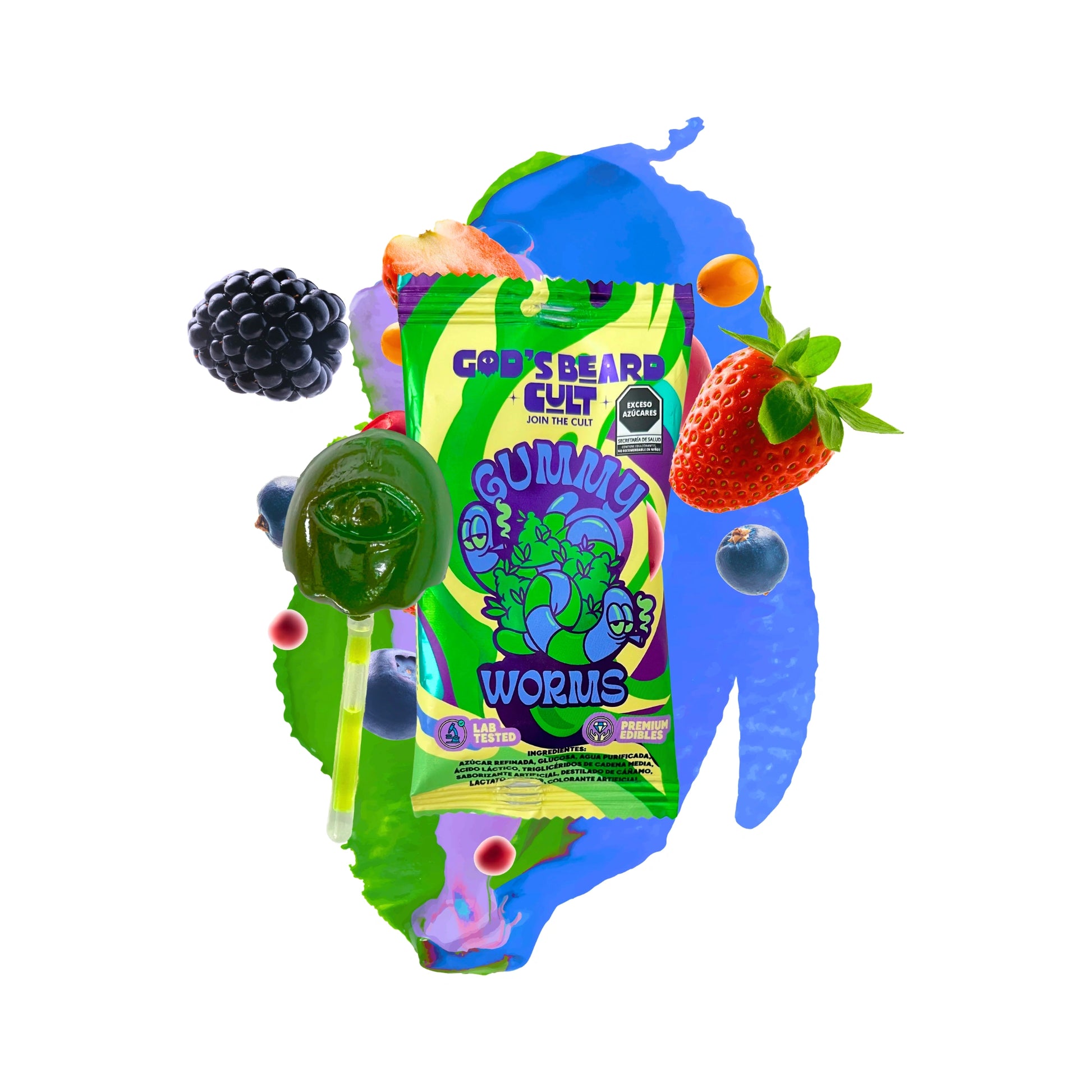 Gods Beard Cult Paletas Delta 9 50mg Gummy Worms Blonti México