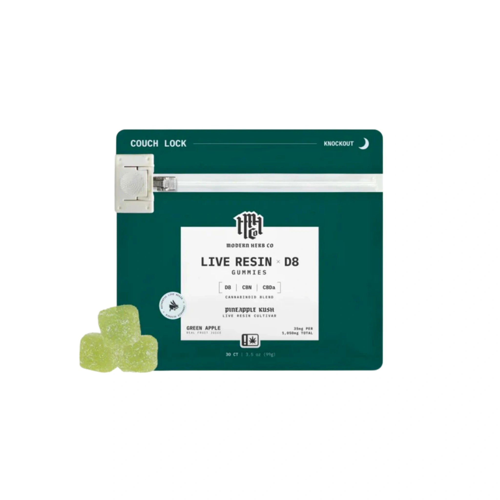 Modern Herb Co Gomitas Delta 8 Live Resin 35mg Knockout Pineapple Kush Indica 30 Piezas Blonti México