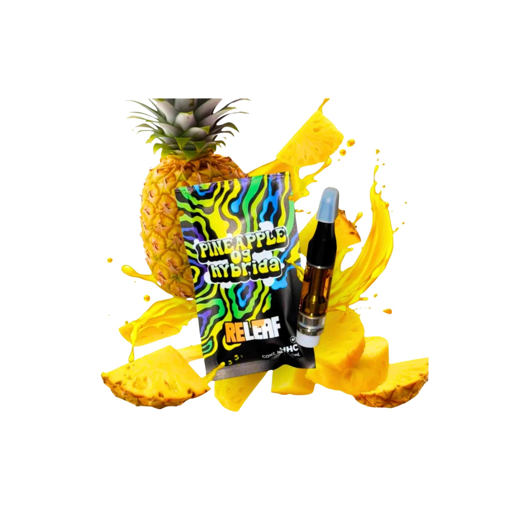 Releaf Cartucho de Wax Desechable HHC 1g Pineapple OG Hybrid Blonti México