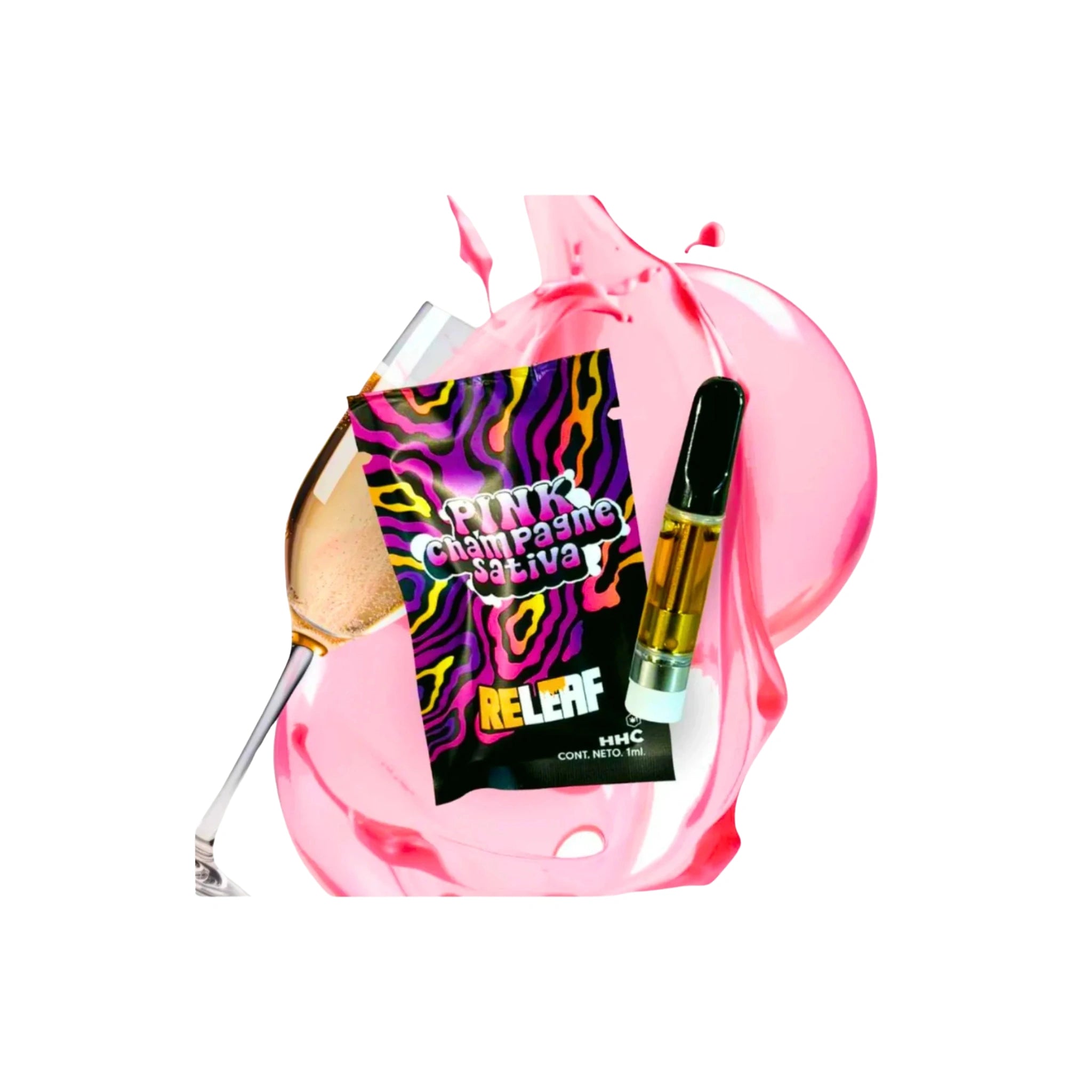 Releaf Cartucho de Wax Desechable HHC 1g Pink Champagne Sativa Blonti México