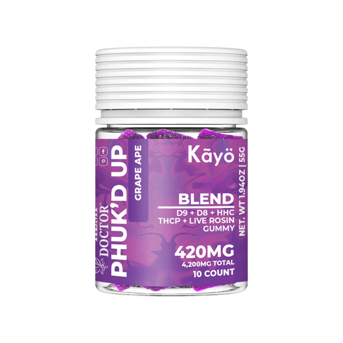 The Hemp Doctor Gomitas Kayo Delta 9 Delta 8 HHC 420mg Grape Ape 10 Piezas Blonti México