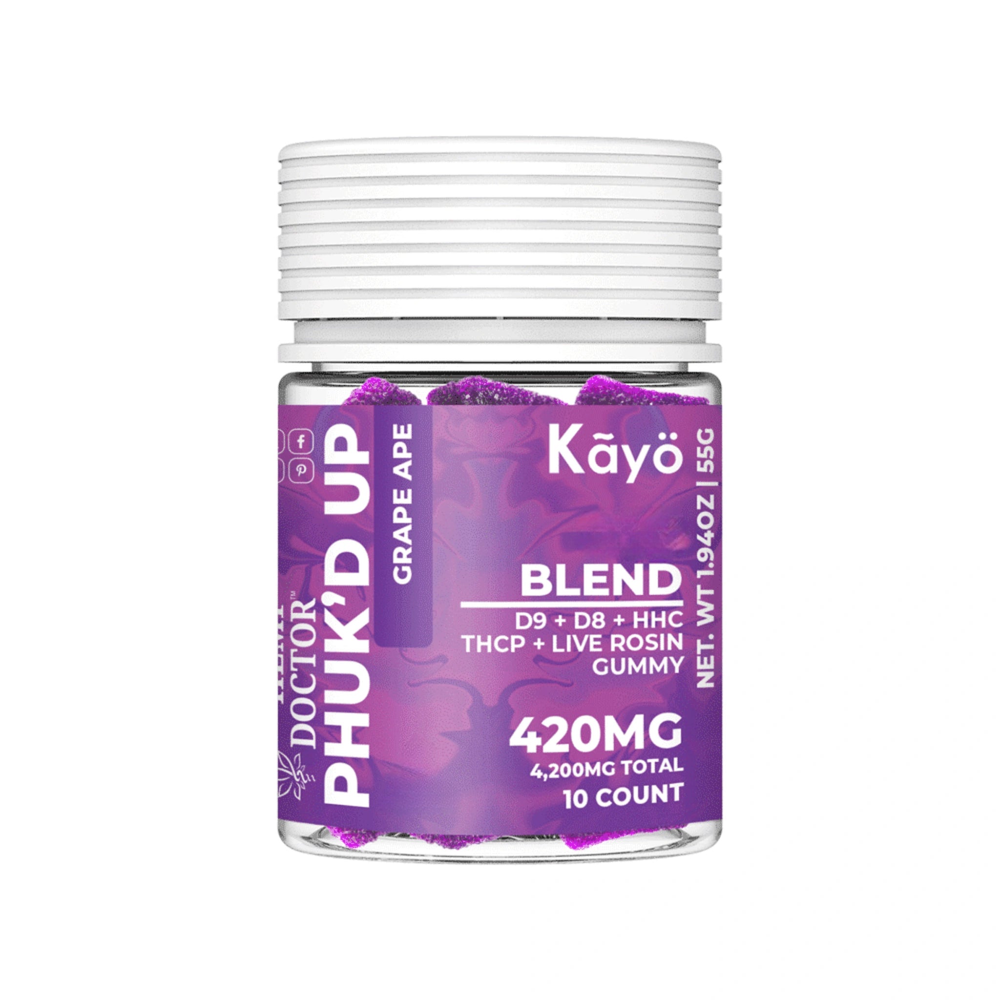 The Hemp Doctor Gomitas Kayo Delta 9 Delta 8 HHC 420mg Grape Ape 10 Piezas Blonti México