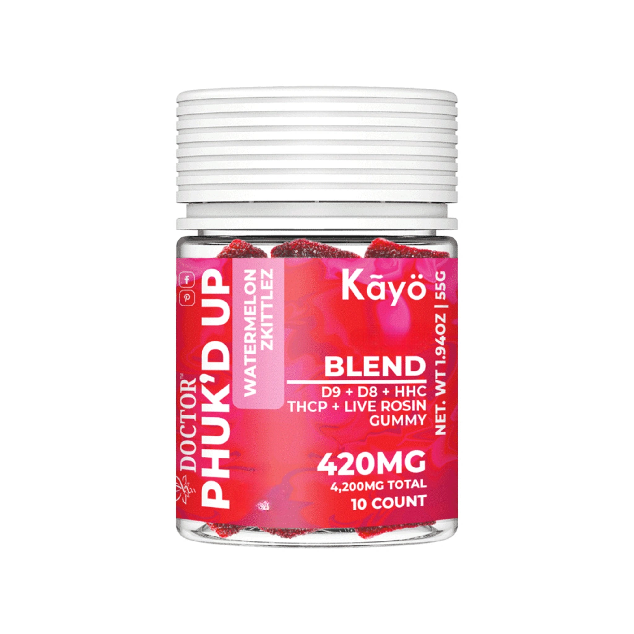 The Hemp Doctor Gomitas Kayo Delta 9 Delta 8 HHC 420mg Watermelon Zkittlez 10 Piezas Blonti México