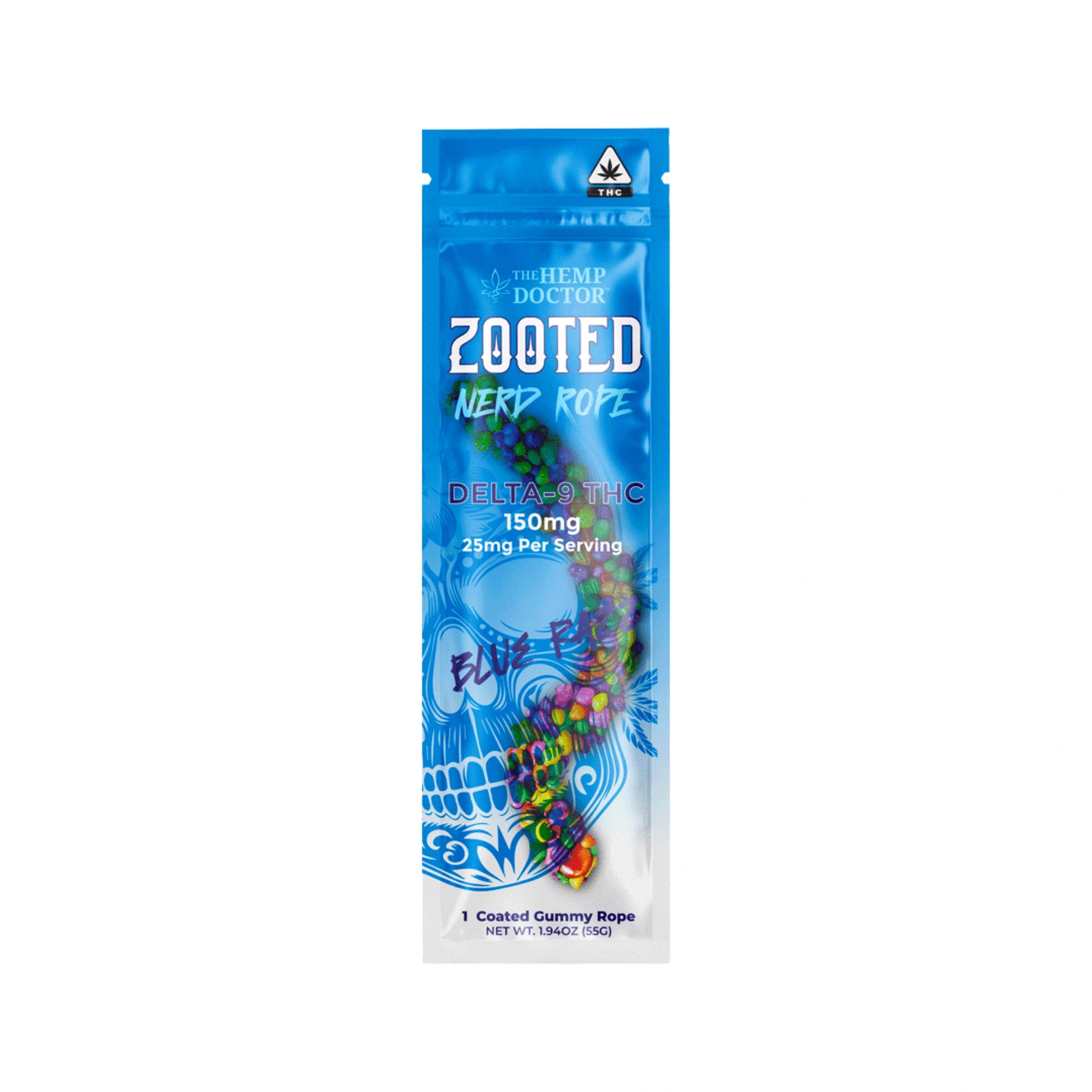 The Hemp Doctor Zooted Nerd Ropes Delta 9 150mg Blue Razz Blonti México