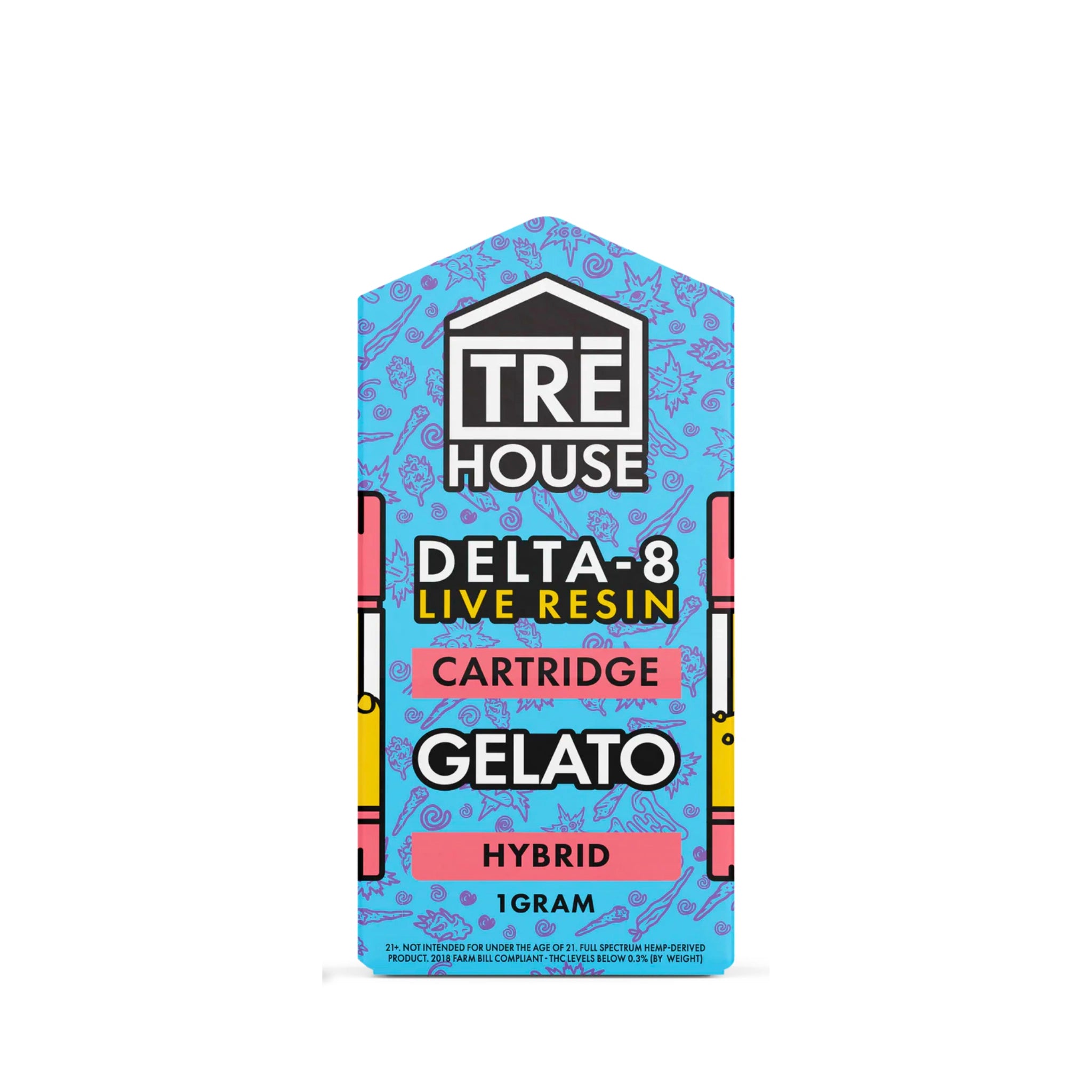 TRE House Cartucho Wax Delta 8 Live Resin 1g Gelato Hibrida Blonti México