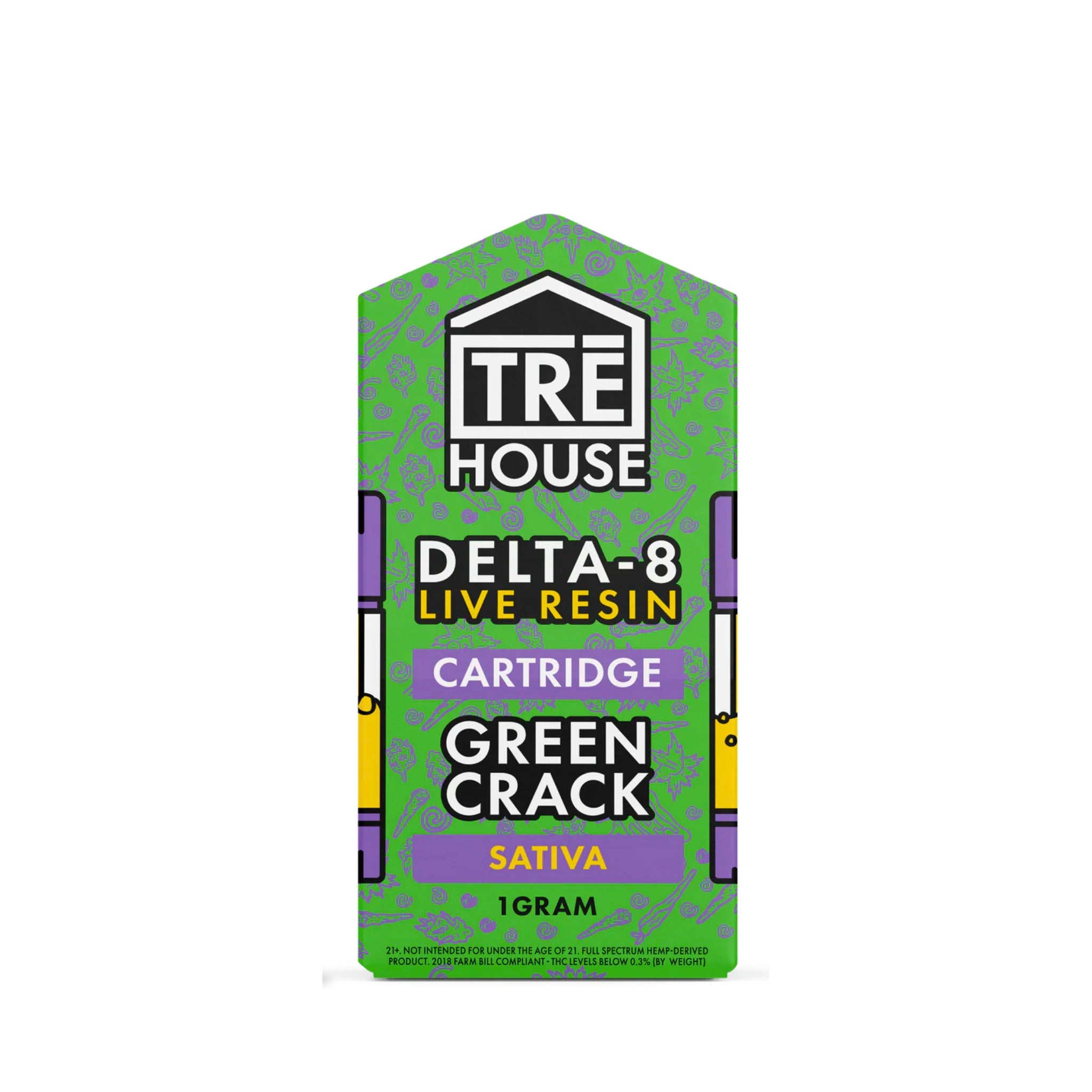 TRE House Cartucho Wax Delta 8 Live Resin 1g Green Crack Sativa Blonti México