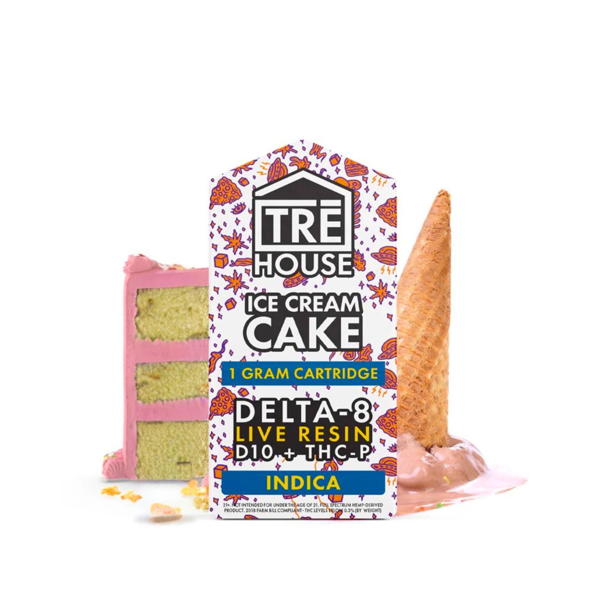 TRE House Cartucho Wax Delta 8 Delta 10 THCP Live Resin 1g Ice Cream Cake Indica Blonti México