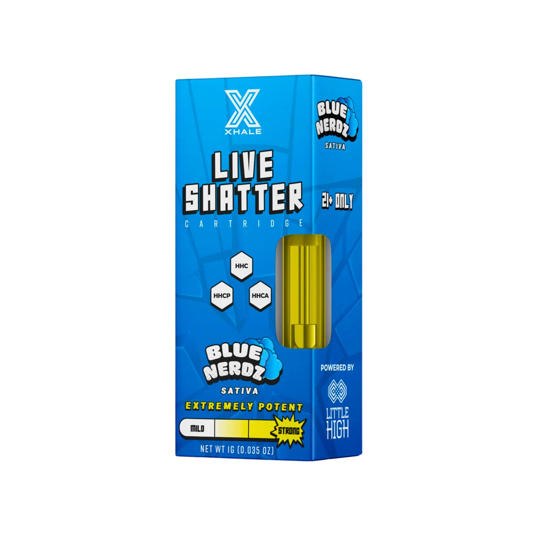 Xhale Cartucho Wax HHC Live Shatter 1g Blue Nerdz Sativa Blonti México