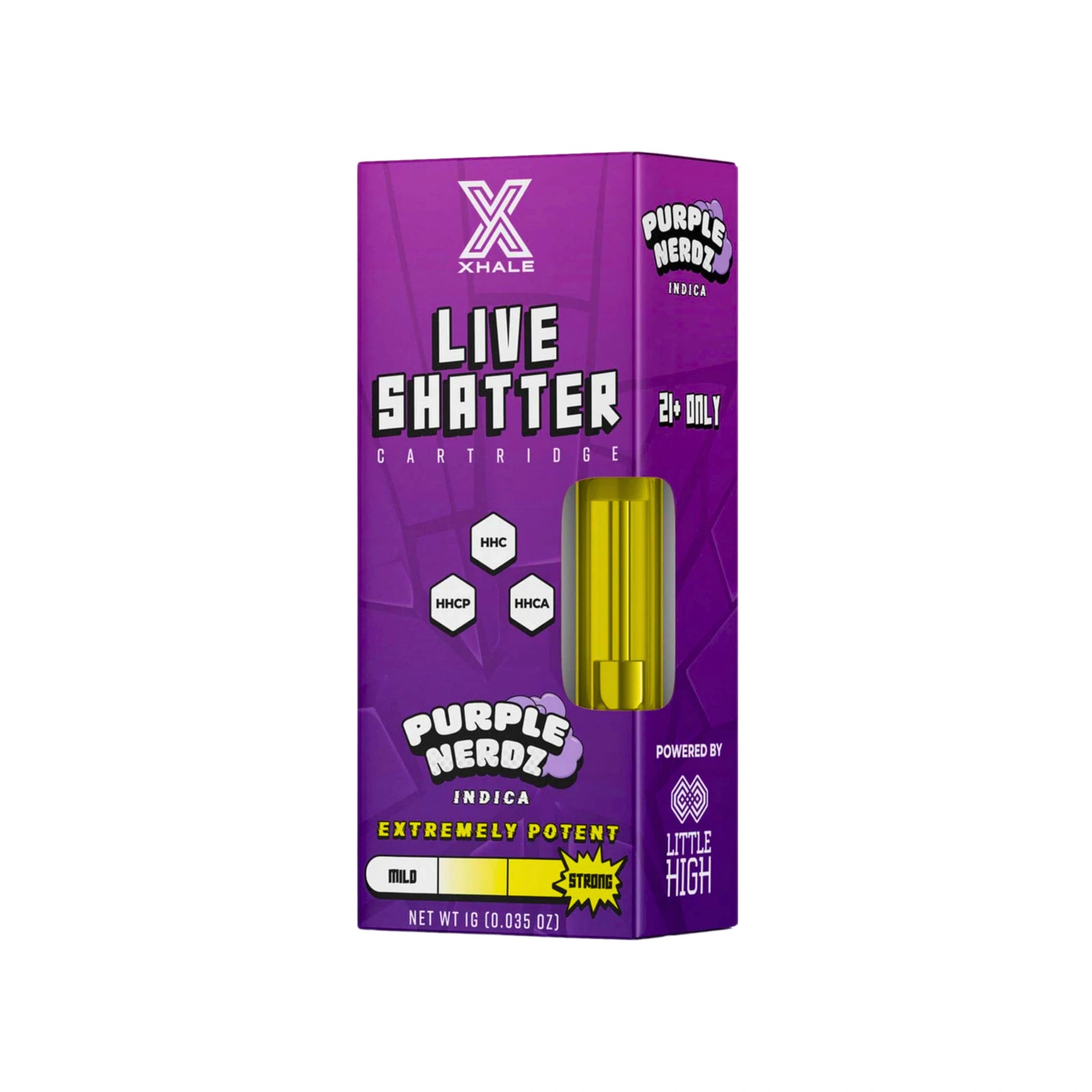 Xhale Cartucho Wax HHC Live Shatter 1g Purple Nerdz Indica Blonti México
